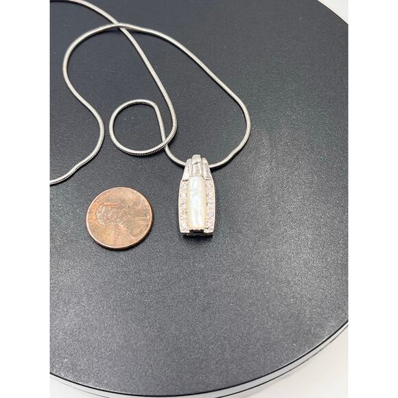 Ross Simon’s Sterling Silver Mother of Pearl Bar Pendant Necklace Earring Set - Picture 10 of 15